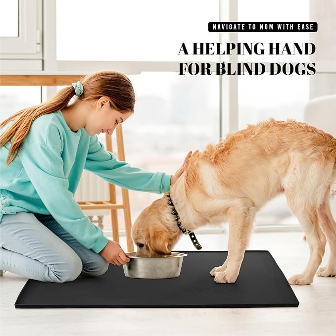 AVERYDAY 100% Waterproof Thicker Silicone Dog Food Mat, 0.63'' Raised Edge Bowl - Image 7