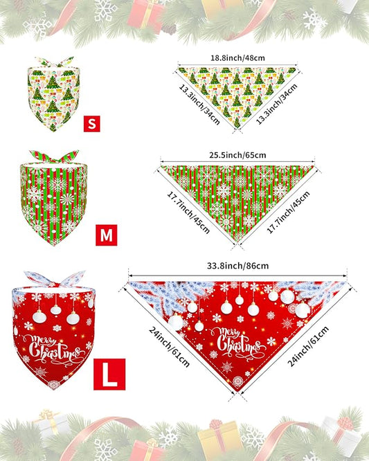 PET SHOW 50 Pack Christmas Big Dog Bandanas Bulk XL Washable Happy New Year - Image 2