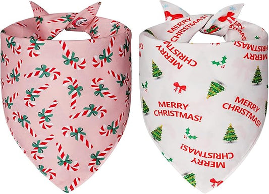 Cute Christmas Dog Bandanas Small 2PCS, 4 Pattern Holiday Scarf - Image 2