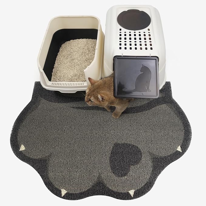 Cute Cat Litter Mat 35”x24”, Litter Box Mat, Litter Trapping Mat, Soft on Kitty by Rarenut