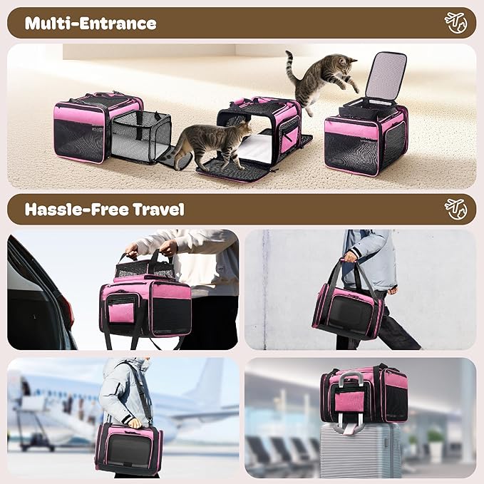 Top and 2 Sides Expandable Cat Carrier 18x11x11, TSA Airline Approved Dog - Image 6