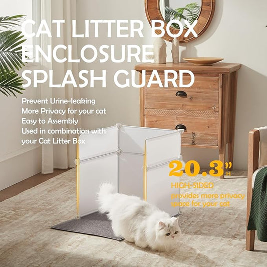 MEEXPAWS Cat Litter Box Enclosure Splash Guard Large L19×W19×H20 inch, Light - Image 2