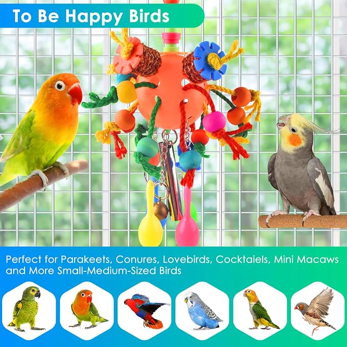 KATUMO Bird Toys, Parrot Toys Parakeet Foraging Shredder Hanging Toys Bird Ball - Image 7