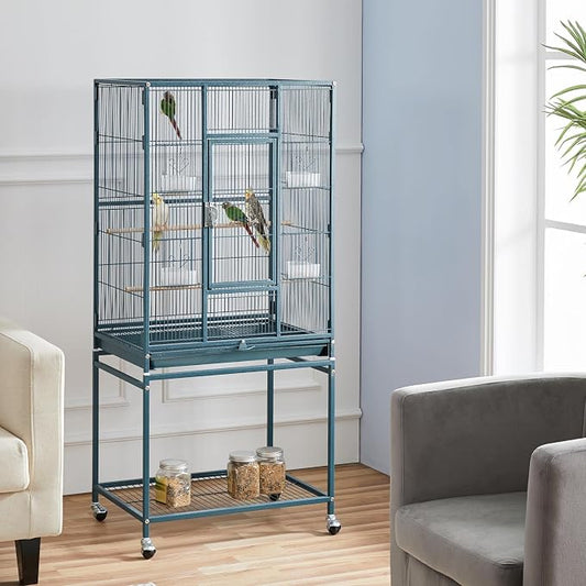 Yaheetech 54inch Metal Large Parrot Parakeet Flight Bird Cage w/Rolling Stand - Image 2