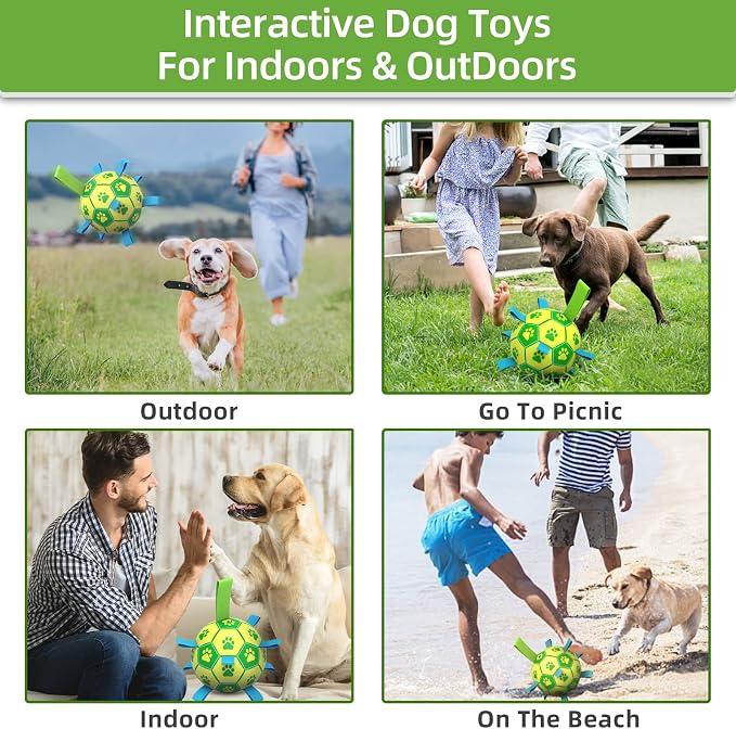 QDAN Dog Toys Soccer Ball, Dog Tug Toy, Water Toy, Durable Balls - Image 8