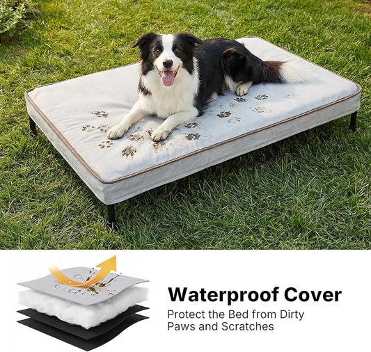 Veehoo Elevated Dog Bed with Waterproof Cushion Mat, Cooling Raised Dog Beds - Image 2