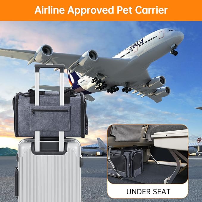 Cat Carrier Pet Travel Carrier by Airplane Approved Under seat, TSA Airline - Image 6