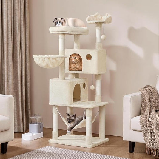 Yaheetech 64.5in Cat Tree Cat Tower Scratching Post, Plush Cover Cat Condo Bed - Image 2