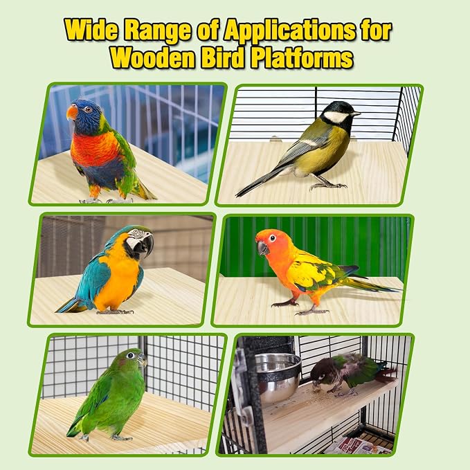 2PCS 13.8x7.9 inches Large Bird Perch Stand Wooden Parakeet Stand Platform - Image 7