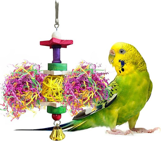 SunGrow Parakeet Toy, Brightly Colored Hanging Toy Made of Rattan, Wood and - Image 2
