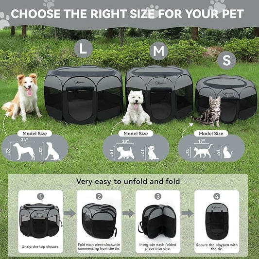 Dark Grey Puppy Playpen for Large Dog Cat, Dogs Tent Crates Cage Indoor/Outdoor - Image 2