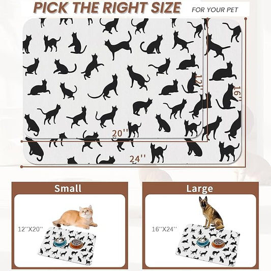 Funny Black Cat Dog Food Mat, Absorbent Pet Feeding Mat - Image 2