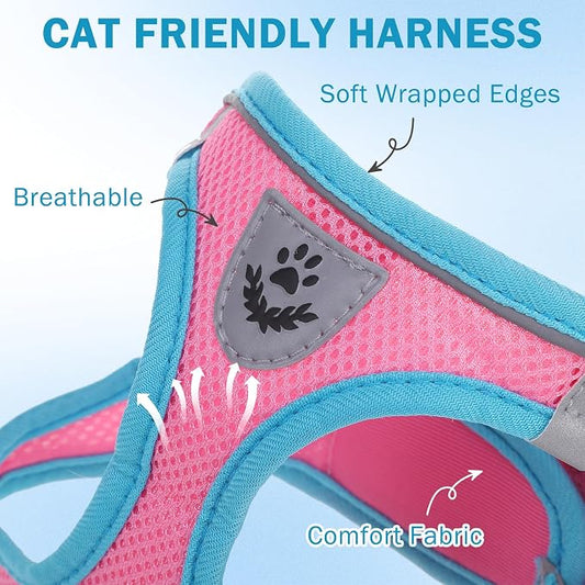SCENEREAL Cat Harness and Leash Set Escape Proof, Adjustable Soft Air Mesh - Image 2