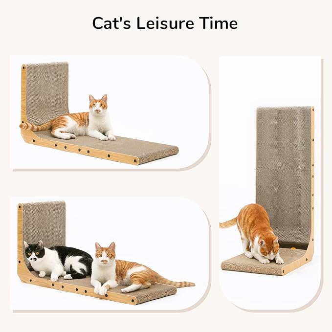 FUKUMARU Cat Scratcher, 32.7 Inch L Shape Cat Scratch Pad Wall Mounted - Image 8