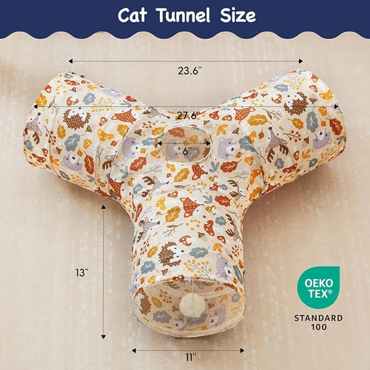 Tempcore Pet Cat Tunnel Tube Cat Toys 3 Way Collapsible, Cat Tunnels - Image 2