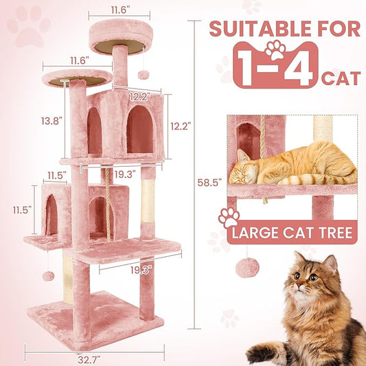 58.5inch Large Cat Tree Tower Condo - Image 2