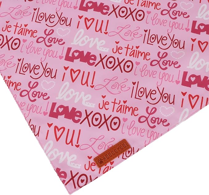 ADOGGYGO Valentine Dog Bandanas 2 Pack, Reversible Heart Love Print Pet Scarf - Image 6