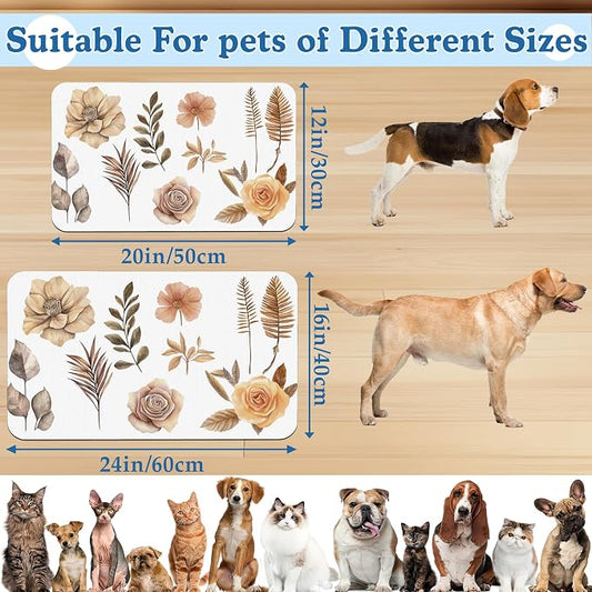 Floral Palm Leaves Dog Cat Food Mat–Christmas Stocking Absorbent Waterproof - Image 2