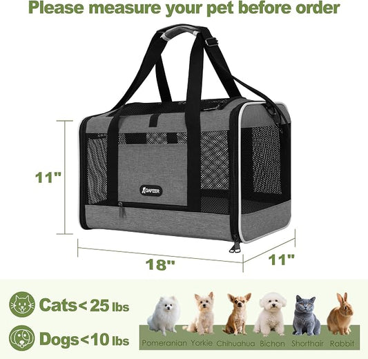 Cat Carrier 18x11x11 Top Load Soft Pet Travel Bag Over 15 lbs, Collapsible - Image 2