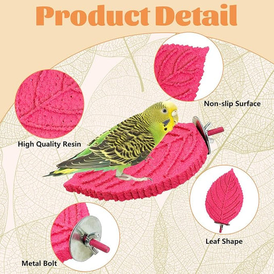 3 Pcs Bird Perch Resin Bird Beak Grinding Stone Leaf Shape Perch Stand Foot - Image 2