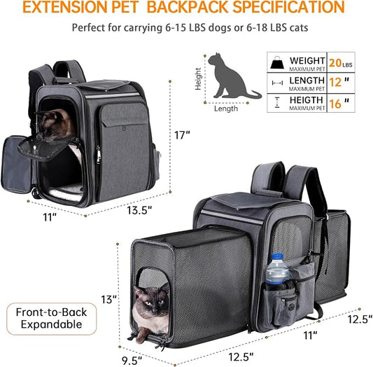 Cat Backpack Carrier, Double Side Expandable Cat Carrier Backpack, Dog Carrier - Image 2