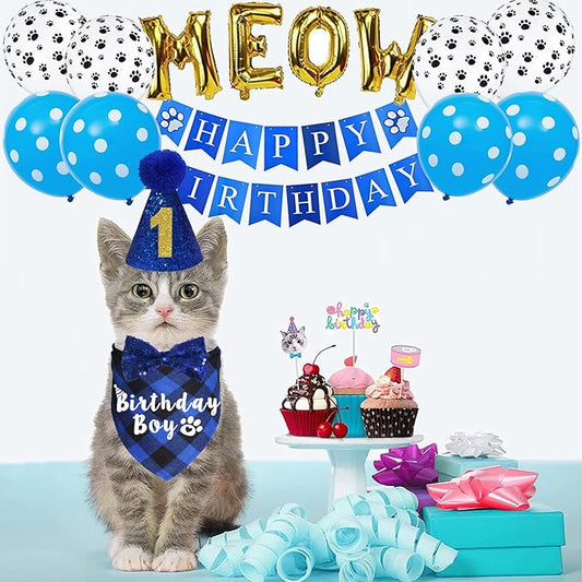 Cat Birthday Party Supplies, Cat Birthday Hat - Image 2
