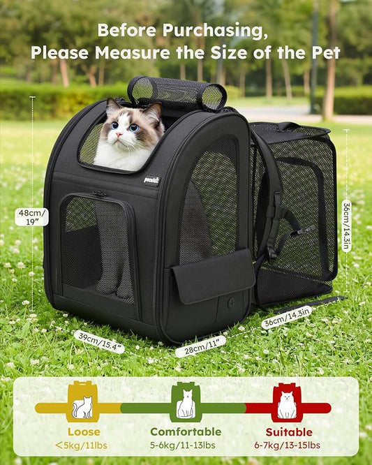 Pecute Cat Backpack Carrier XL, Expandable Pet Backpack - Image 2