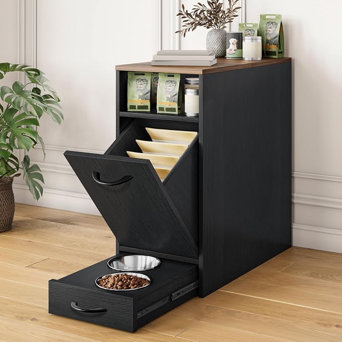 DWVO Dog Feeding Station with Storage, Dog Food Cabinet with 2 Feeder Bowls - Image 8