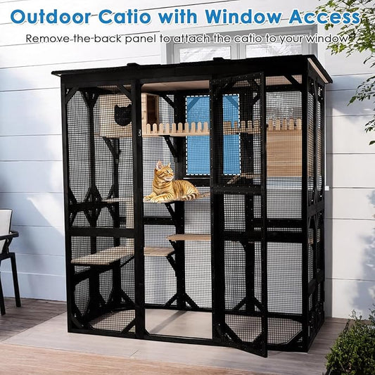 71.1" L Large Cat Catio Outdoor Cat Enclosure Window Acess, Walk-in Cat Cage - Image 2