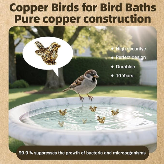 6 Pcs Copper Bath Disks Ornaments Mini Bird Shape, Retro Copper Birdbath - Image 2