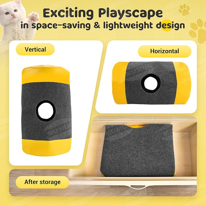 Cat Play Bag Collapsible Cat Tunnel Activity Center Mat Play Rug Cats Activity - Image 9