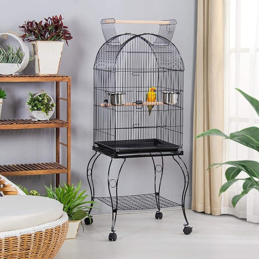 Yaheetech 59-Inch Rolling Standing Medium Dome Open Top Bird Cage - Image 2