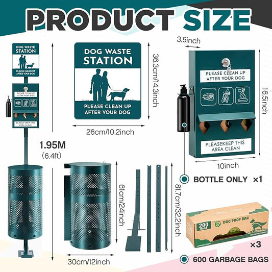 Qinyoung Pet Waste Station, Includes 600 Roll Bags, Dog Waste Station - Image 2