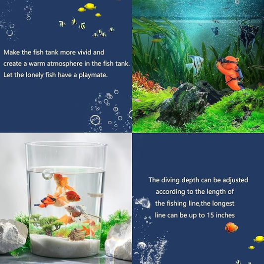 onesimcr Floating Fish Tank Decorations, Aquarium Decorations, Lovely Diver - Image 2