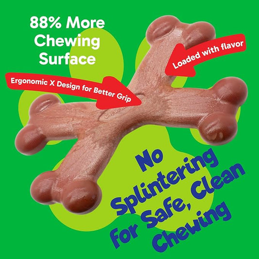 Chew’EMS X Bone Dog Chew Toy for Aggressive Chewers – Long-Lasting Bacon Flavor - Image 2