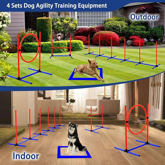 4 Sets Pets Agility Training Equipment, Adjustable Dog Hoop, Dog Jump, Weave - Image 2