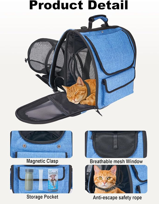 Large Cat Carrier with Tunnel Extension, Portable Small Dog Backpack with - Image 2