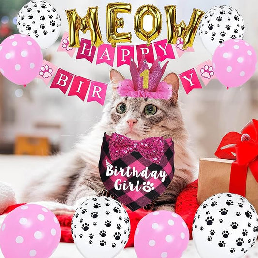 Cat Birthday Party Supplies, Cat Birthday Hat Crown - Image 2