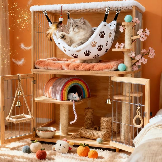 Cat Hammock for Cage, Soft Warm Hanging Bed for Kitten, Guinea Pig, Chinchilla - Image 2