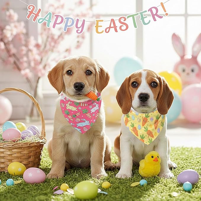Abbylike 50 Pcs Easter Dog Bandanas Bulk Bunny Egg Carrot Bandanas - Image 6