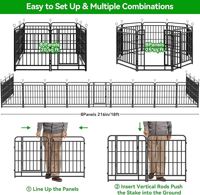 Heavy Duty Dog Playpen: 8 Steel Panels 47" Height, Square Steel Pipe - Image 7