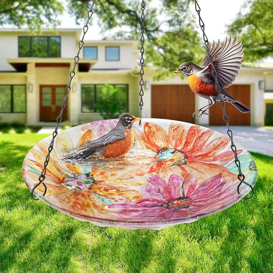 VCUTEKA Hanging Bird Bath, Glass Bird Baths - Image 2