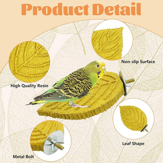 3 Pcs Bird Perch Resin Bird Beak Grinding Stone Leaf Shape Perch Stand Foot - Image 2