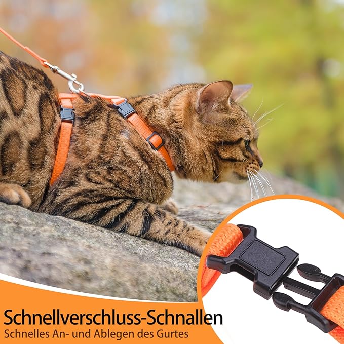 PUPTECK Adjustable Cat Harness and Leash Set Escape Proof Kitten Strap Collar - Image 7