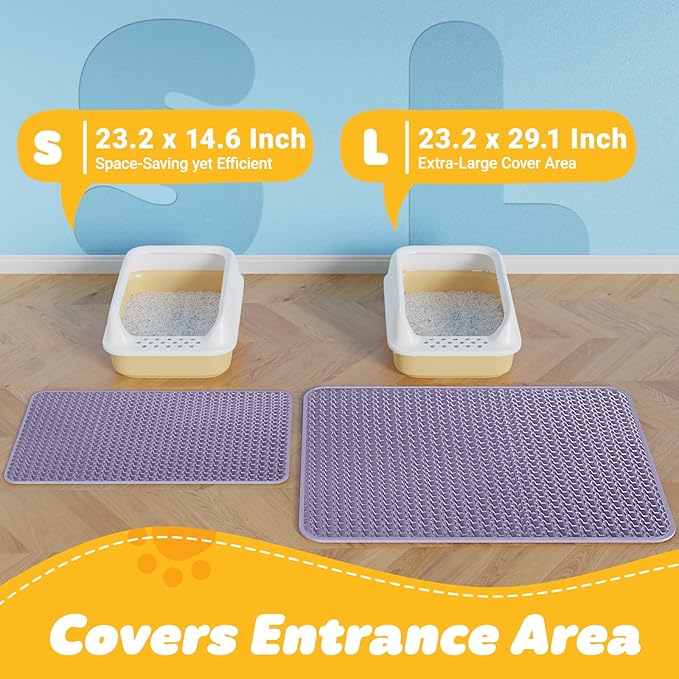Cat Litter Mat - 23.2'' x 14.6'' Small Litter Trapping Mat, Waterproof - Image 2
