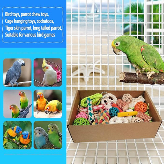 bird toys,Colorful Parrot Foraging and Tearing Toy Box - Image 2
