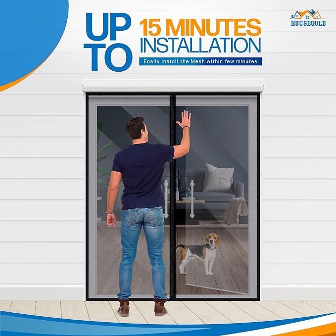 Magnetic Closure Screen Door for 62"x81" French Door Sliding Door Pet and Dog - Image 7