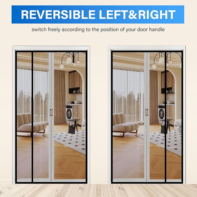 Magnetic Screen Door Mesh Left Right Side Opening Upgraded PET Material Mesh - Image 7