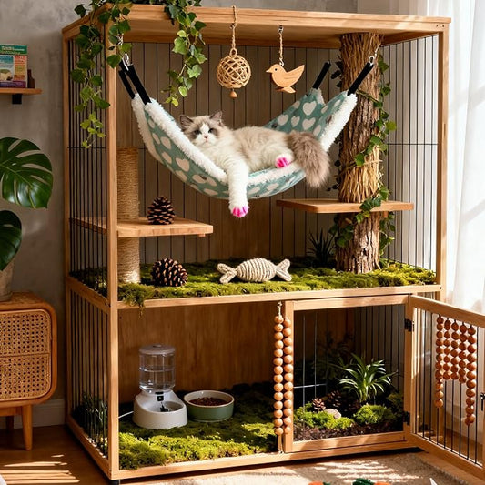 Cat Hammock for Cage, Soft Warm Hanging Bed for Kitten, Guinea Pig, Chinchilla - Image 2
