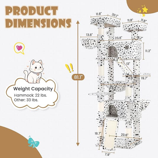 SHA CERLIN 81in Multi-Level Tall Cat Tree Tower - Image 2